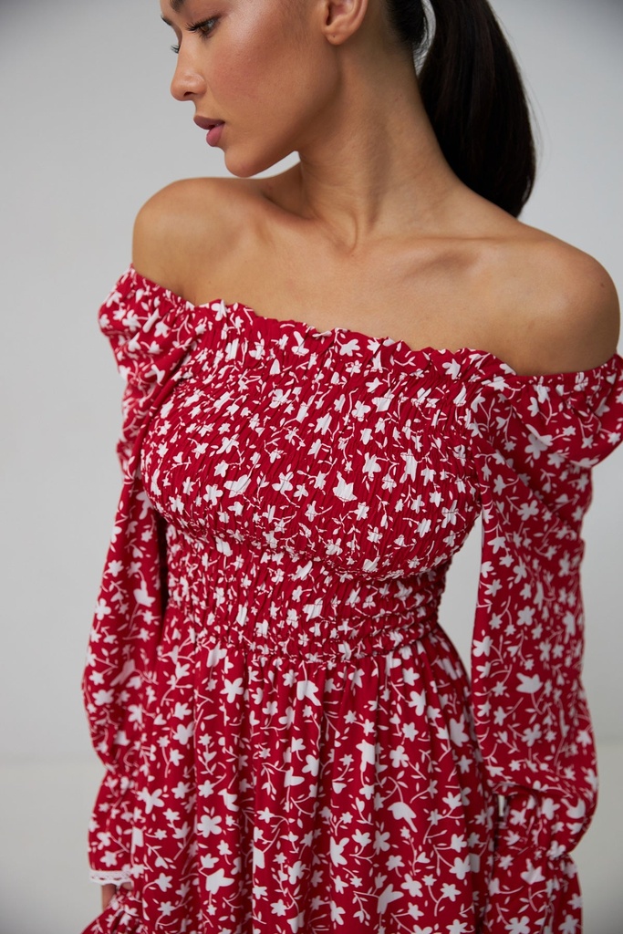Сукня міні бохо з резинкою по ліфу