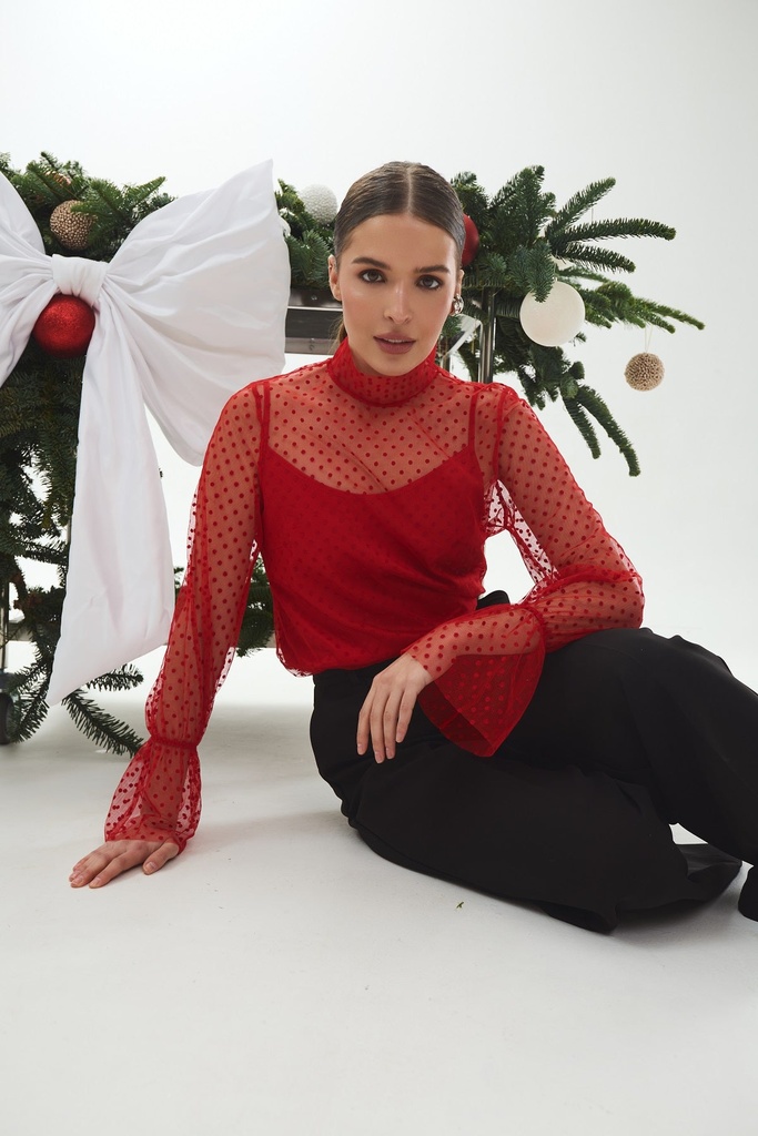 Блуза з гіпюру з рукавом кльош