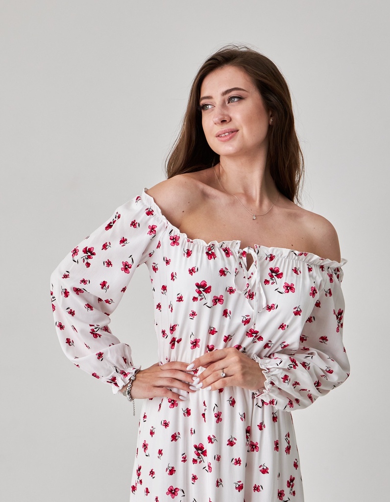 [0_0_2462] Платье с длинными рукавами и открытыми плечами 8